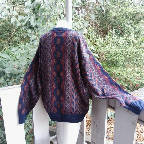 Vintage 80s Academia Preppy Retro Grandpa Pullover Crewneck Sweater - Picture 2 of 11